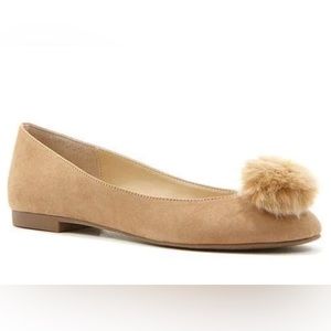 Charles David Danni Fur Pom Flat Size 9